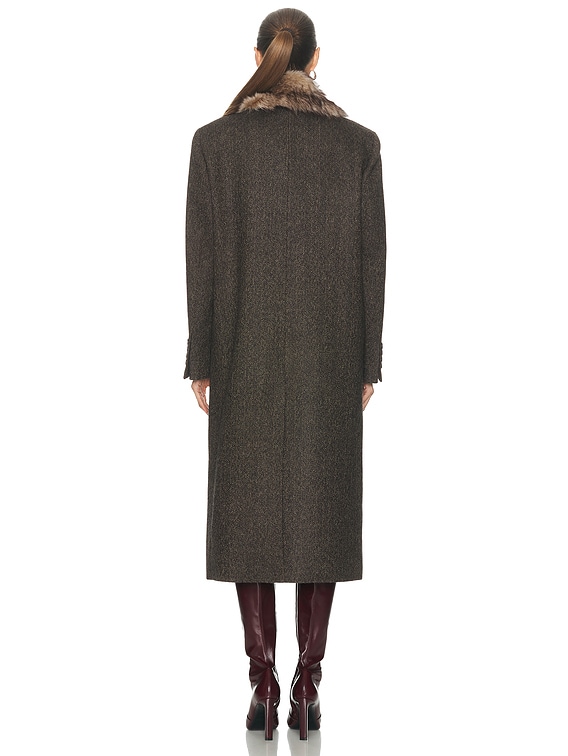 NILI LOTAN Edina Coat in Bark Herringbone | FWRD