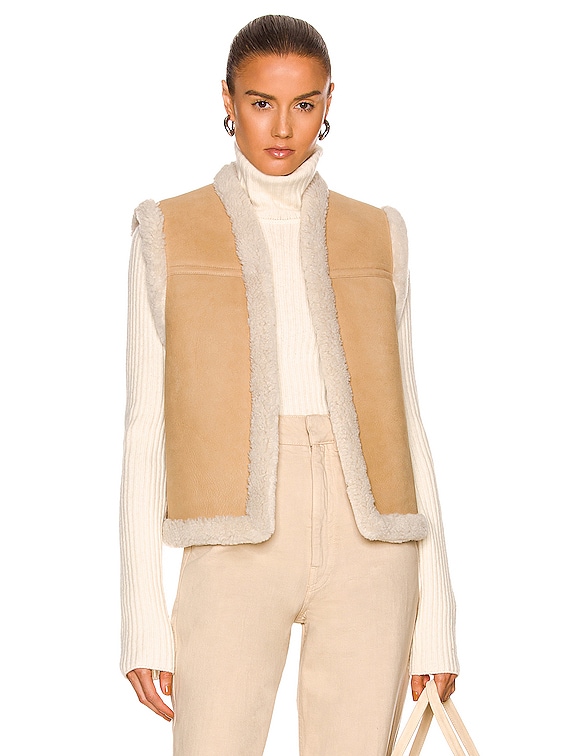 NILI LOTAN Jesse Shearling Vest in Beige | FWRD