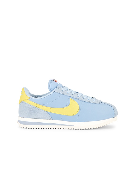 ◆Nike◆ Cortez Textile W Light Armor Blue Sail Safety Orang Nike Cortez Textile Sneaker in Light Armory Blue, Lightening