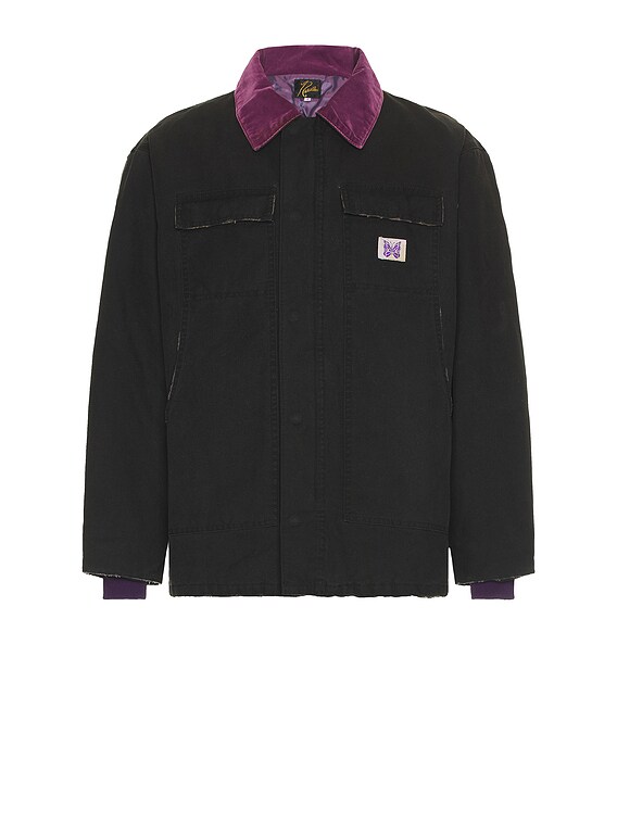 Needles Lumberjack Coat 11Oz Cotton Oxford in Black | FWRD Needles Lumberjack Coat 11Oz Cotton Oxford in Black | FWRD