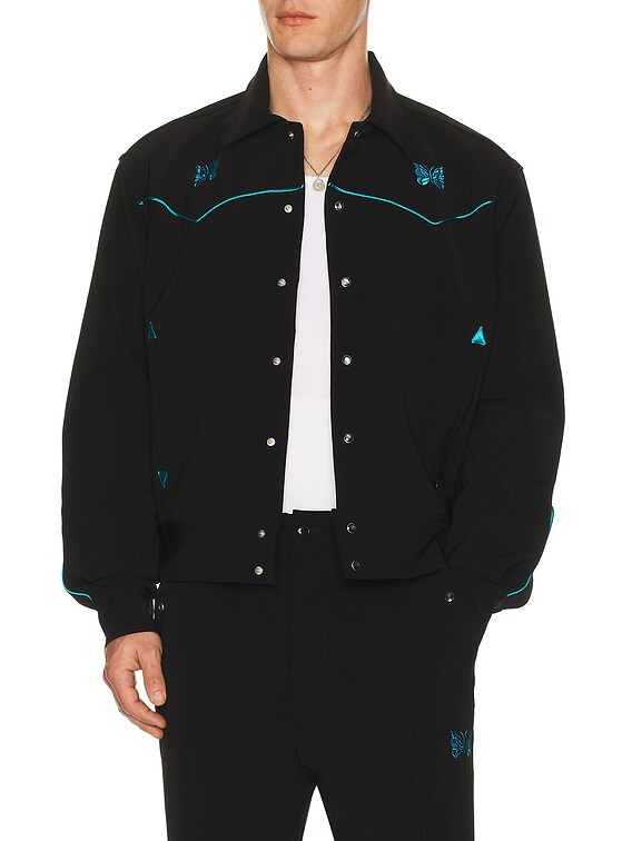 Needles Piping Cowboy Jacket Poly Double Cloth in Black | FWRD