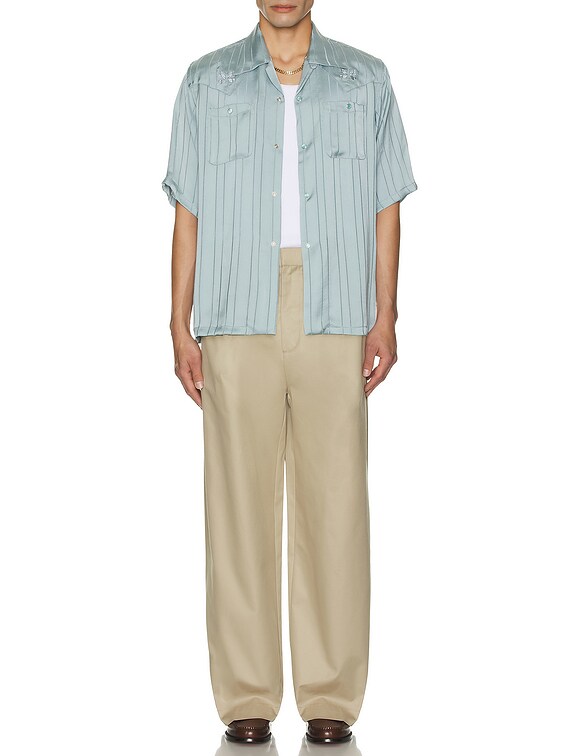 シャツ Needles S/S Cowboy One-Up Shirt TA/CU/PE Georgette Blue Needles Short Sleeve Cowboy One-Up Shirt Georgette In Blue