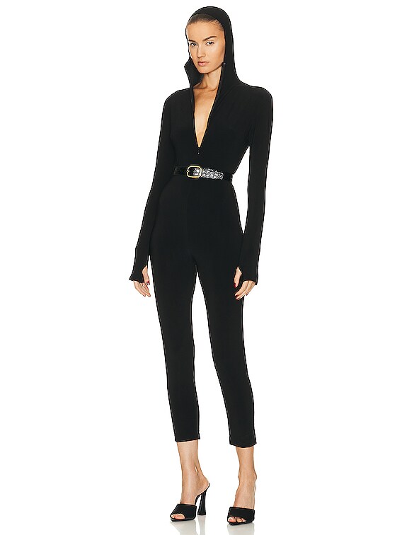 Norma Kamali Long Sleeve Turtleneck Skull Cap Catsuit in