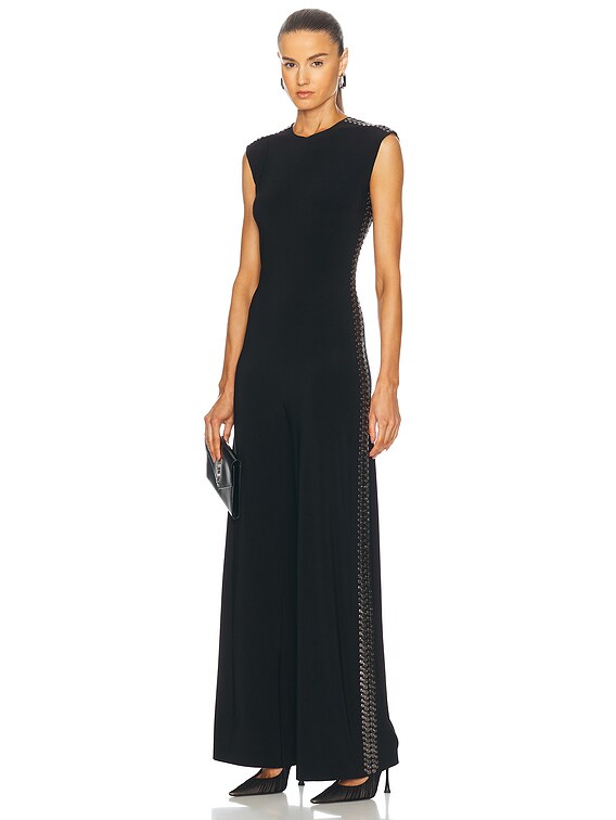 Norma Kamali Gunmetal Stud Sleeveless Jumpsuit in Black | FWRD