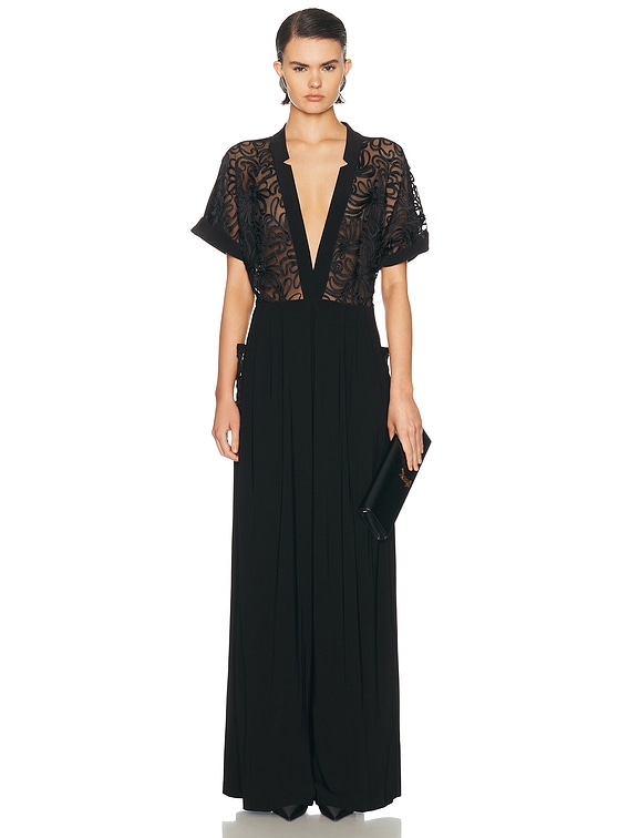 Norma Kamali Geralyn Short Sleeve Jumpsuit in Black | FWRD