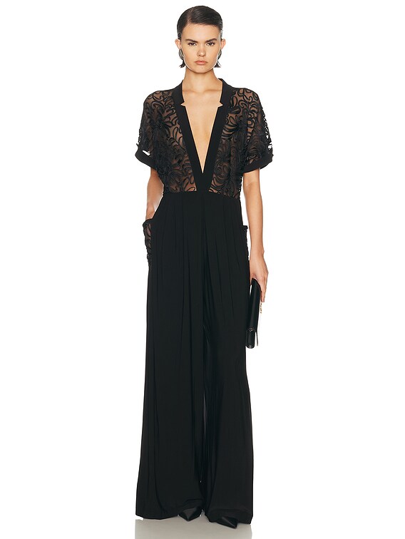 Norma Kamali Geralyn Short Sleeve Jumpsuit in Black | FWRD