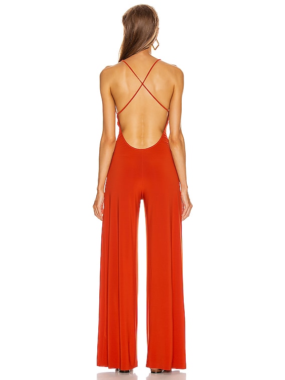 Norma Kamali Low Back Slip Jumpsuit in Cinnamon | FWRD