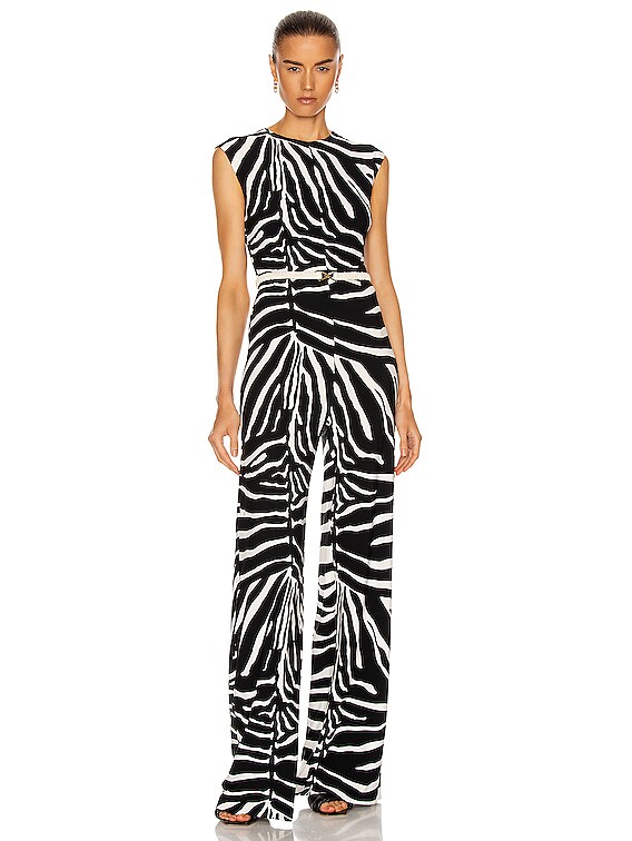 Norma Kamali Sleeveless Jumpsuit in Large Zebra | FWRD