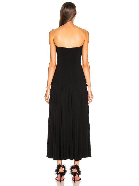 Norma Kamali Strapless Flared Midcalf Dress in Black | FWRD