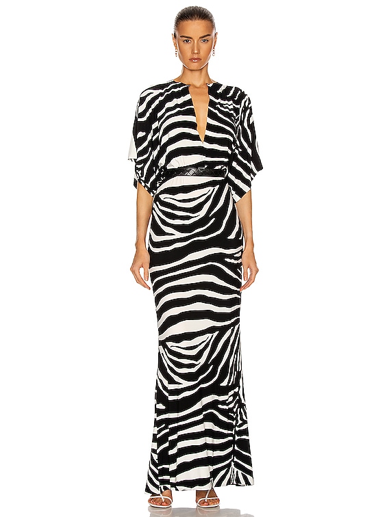 Norma Kamali Obie Gown in Large Zebra | FWRD