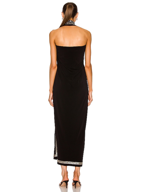 Norma Kamali Studded Ernie Scarf Dress in Black | FWRD