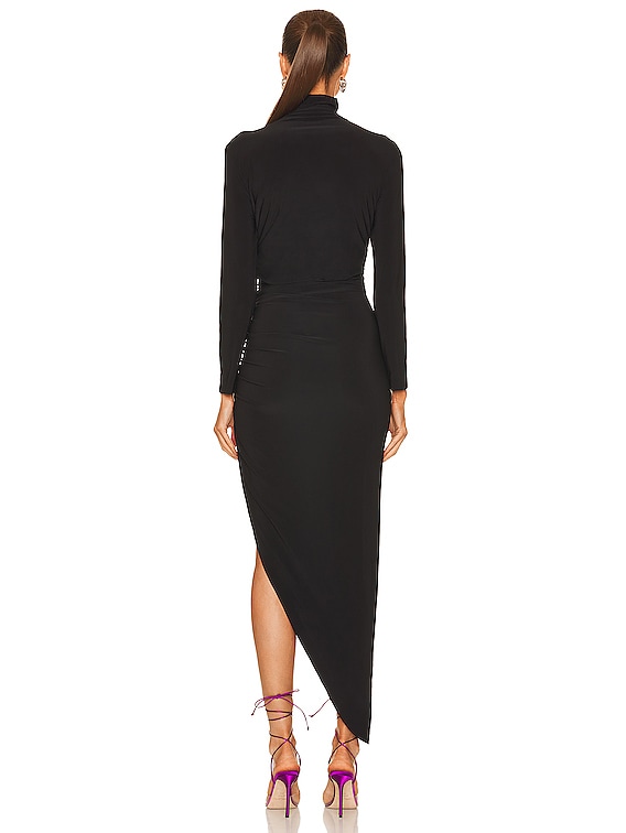 【NORMA KAMALI】Draped turtleneck ワンピース 関税送料込 LS TURTLENECK SIDE DRAPE DRESS – Black – Norma Kamali