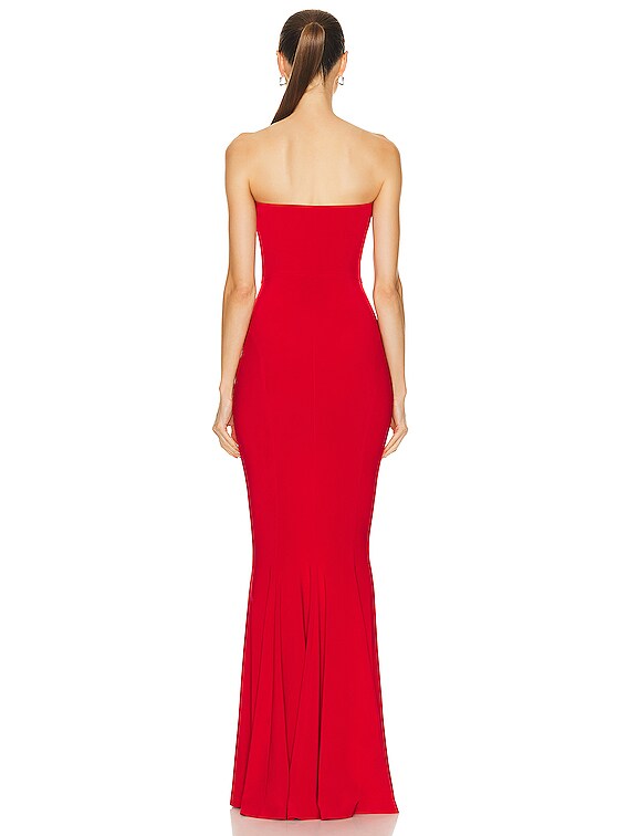 norma kamali red strapless dress Norma Kamali Strapless Fishtail Gown in Tiger Red