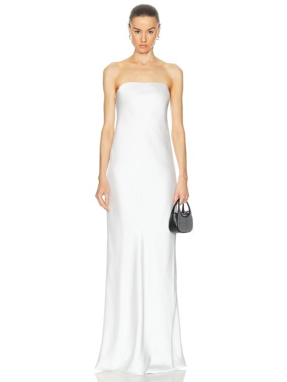 Norma Kamali Bias Strapless Gown in Snow White | FWRD