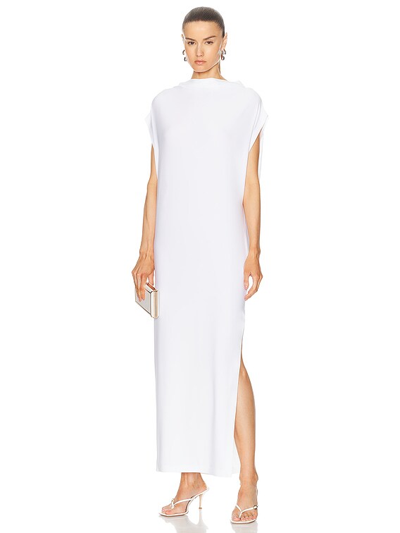 Norma Kamali Sleeveless All in One Side Slit Gown in Snow