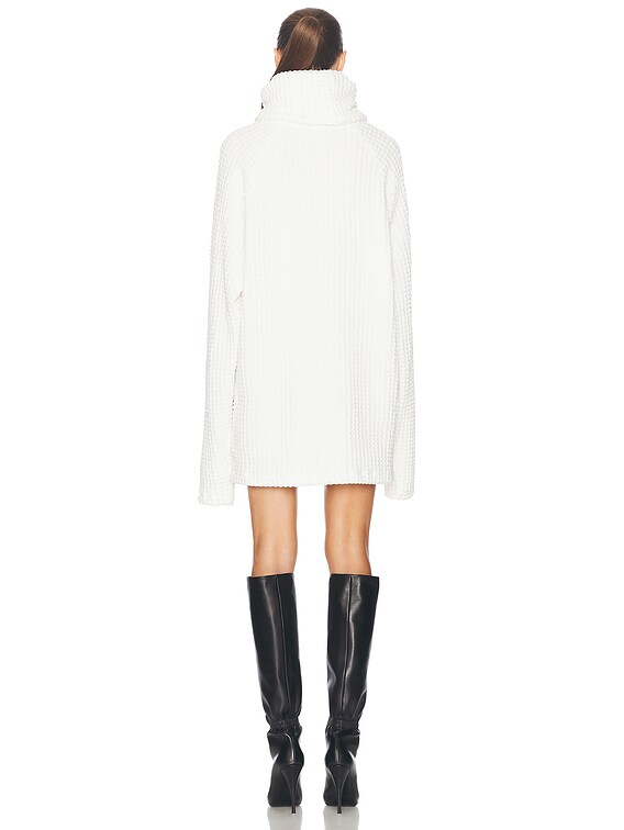 Norma Kamali Oversized Raglan Sleeve Turtleneck Mini Dress in Snow