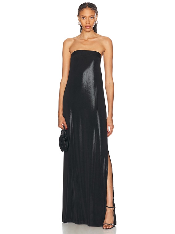 ワンピース Norma Kamali STRAPLESS TAILORED SIDE SLIT GOWN Norma Kamali Strapless Tailored Side Slit Gown in Black | FWRD