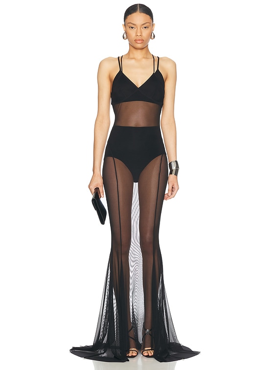 Norma Kamali Low Back Slip Mermaid Fishtail Gown in Black | FWRD Norma Kamali Low Back Slip Mermaid Fishtail Gown in Black | FWRD