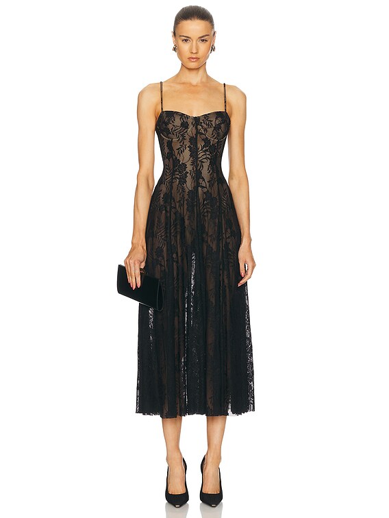 Norma Kamali Underwire Midcalf Dress With Bodysuit in Black