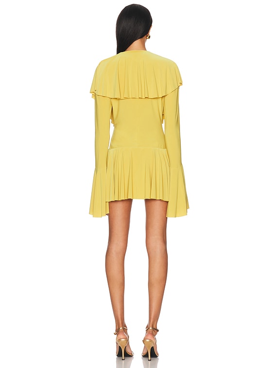 Long Sleeve Deep V Ruffle Mini Dress