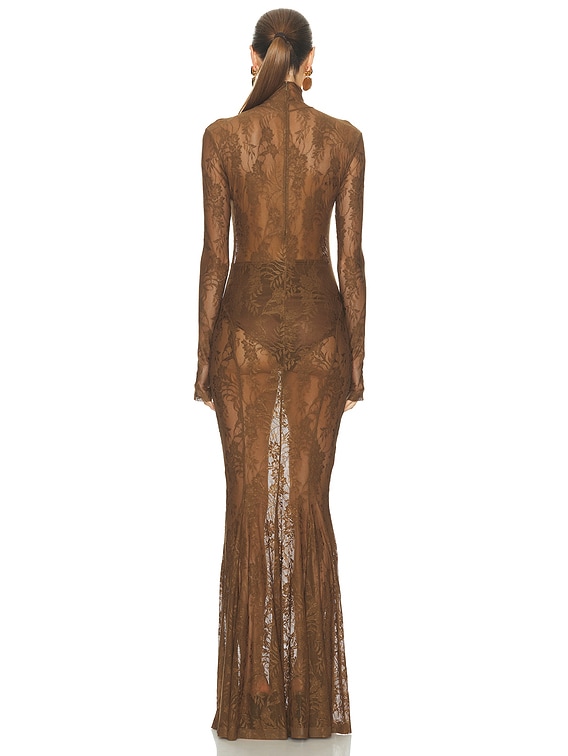 for FWRD Long Sleeve Turtleneck Fishtail Gown