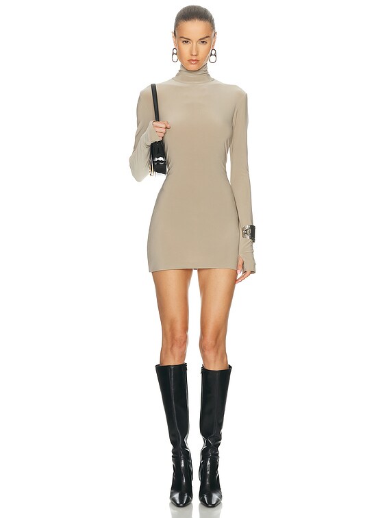 Norma Kamali Long Sleeve Slim Fit Turtleneck Pickleball Dress in