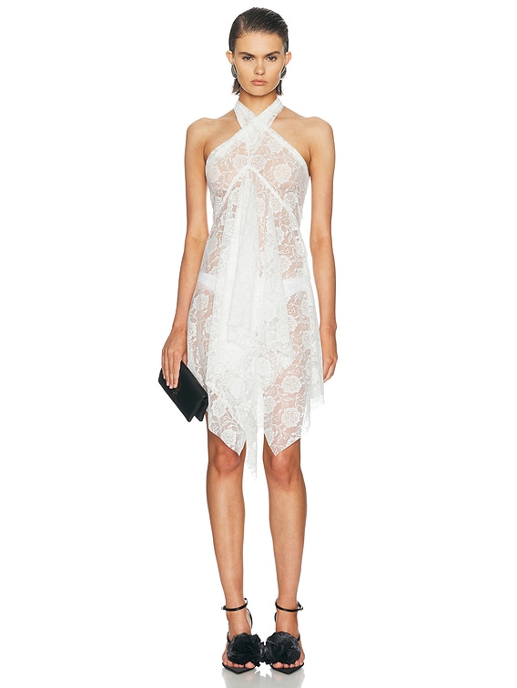 convertible halter dress Norma Kamali in White Fuchsia