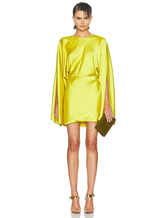 Norma Kamali Reverse Obie Long Sleeve Mini Dress in Serene Yellow | FWRD