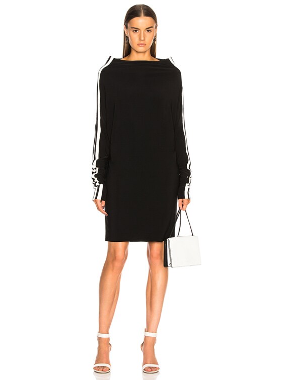 black dress with side stripe
