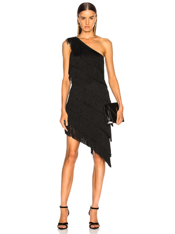 one shoulder fringe dress