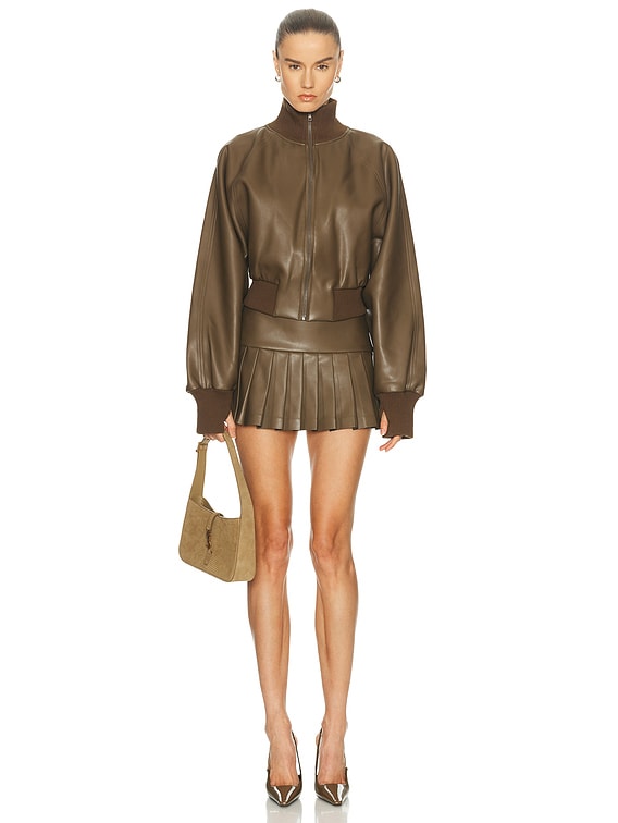 Norma Kamali Oversized Turtleneck Bomber Jacket in Bark | FWRD