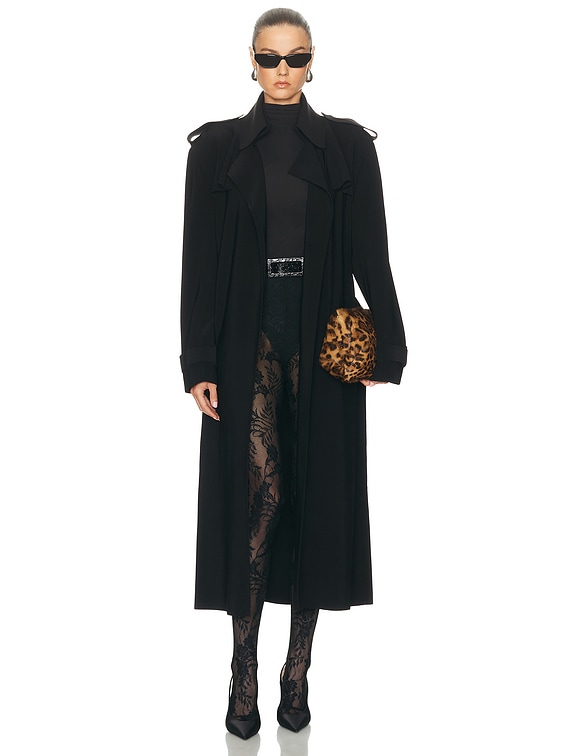 Norma Kamali Oversized Double Breasted Trench Coat in Black | FWRD