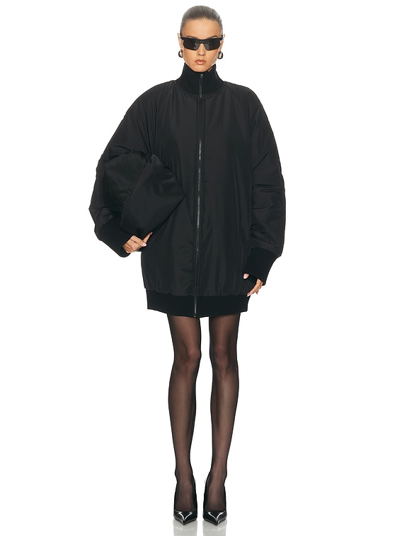 Norma Kamali Oversized Turtleneck Bomber Jacket in Black | FWRD