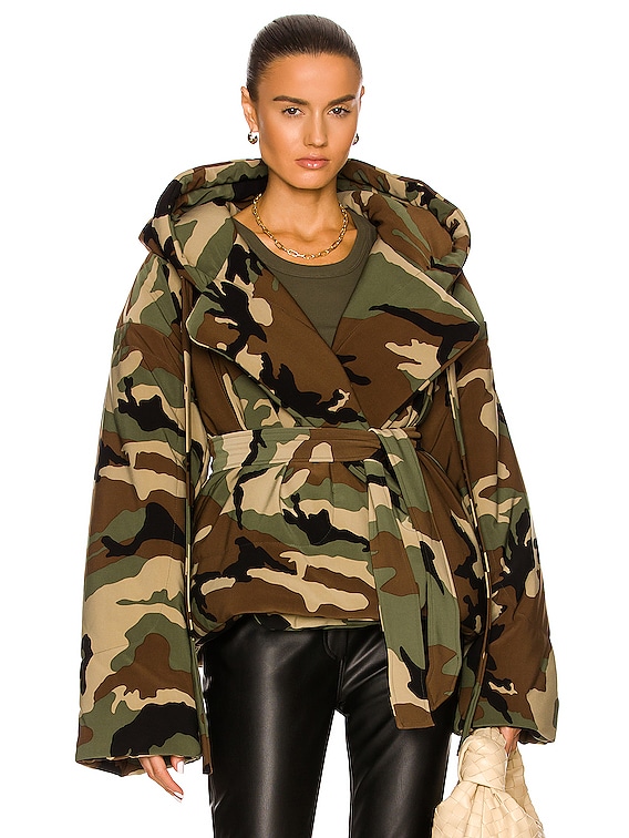 Norma Kamali Hooded Sleeping Bag Coat to Floor in Military Military / Xs/S