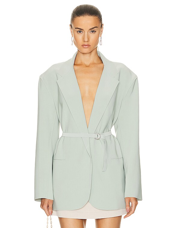 Norma Kamali Oversized Single Breasted Jacket in Dried Sage | FWRD