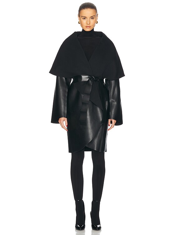 Norma Kamali Reversible Shawl Collar Coat in Black | FWRD