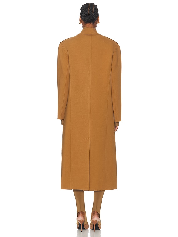 Norma Kamali Oversized Double Breasted Midcalf Coat in Bronze | FWRD
