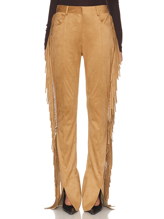 Norma Kamali Fringe Spat Pant in Camel | FWRD