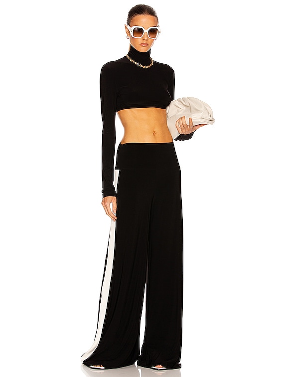 Norma Kamali Side Stripe Elephant Pant in Black & Ivory | FWRD