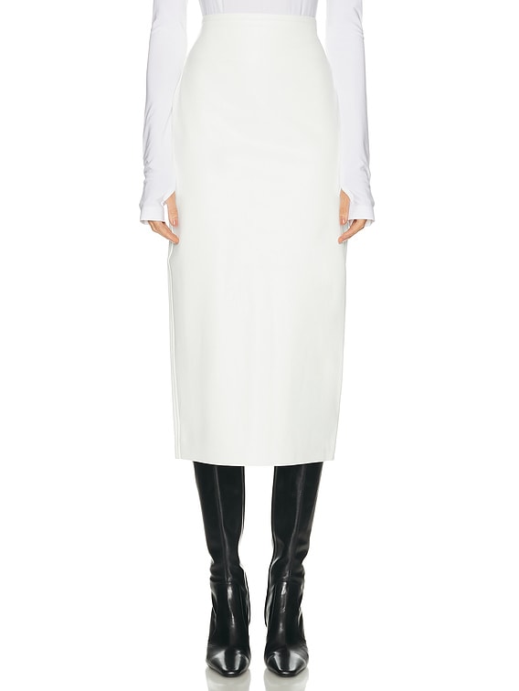 Norma Kamali Straight Midcalf Skirt in Snow White | FWRD