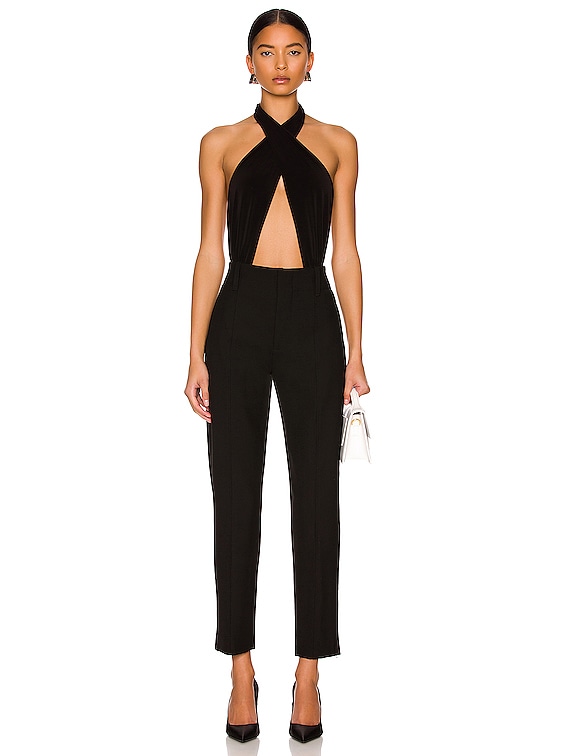 polyploid ベスト camiel niceness comoli Norma Kamali Cross Halter Bodysuit in Black | FWRD