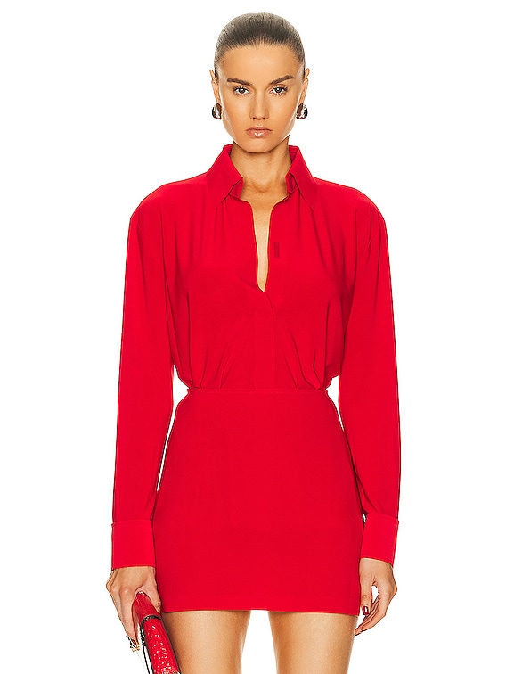 Norma Kamali Collar Stand Shirt in Tiger Red | FWRD