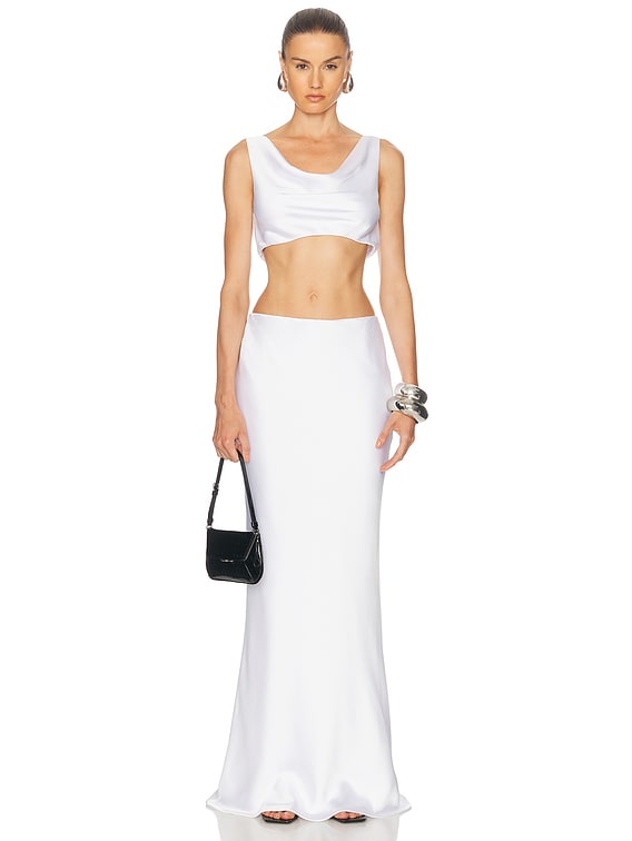 Norma Kamali Maria Cropped Top in Snow White | FWRD