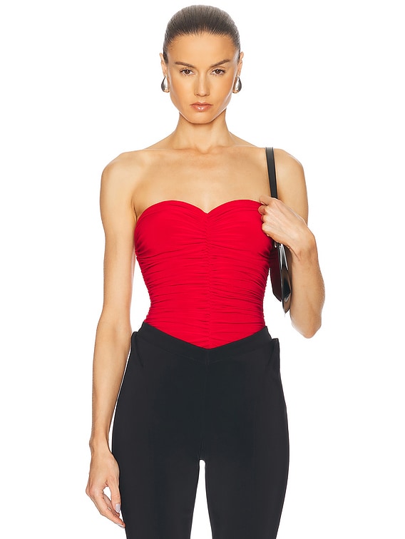 Norma Kamali for FWRD Slinky Marissa Bodysuit in Tiger Red | FWRD