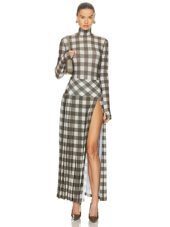 norma kamali slim fit turtleneck dress Norma Kamali x Lifestyle Turtle Long Dress in Light Grey main image 0