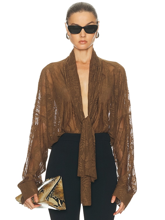 for FWRD Super Oversized Boyfriend Stretch Lace Bodysuit