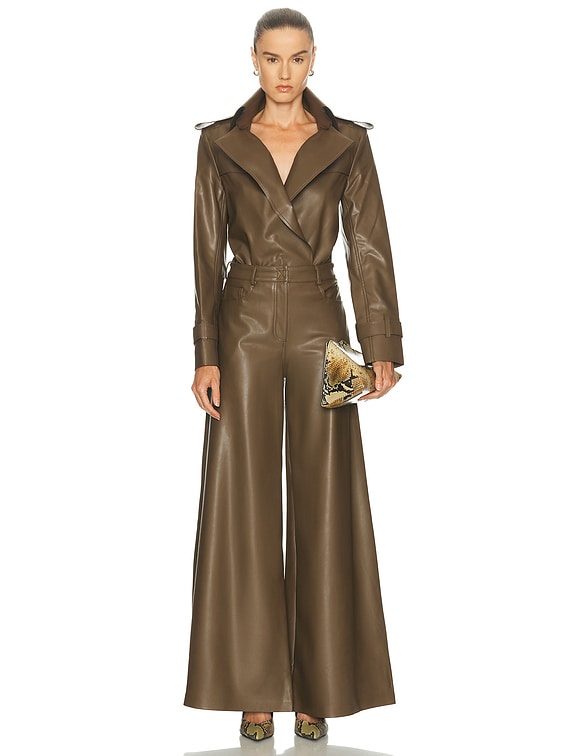 Norma Kamali Double Breasted Trench Bodysuit in Bark | FWRD