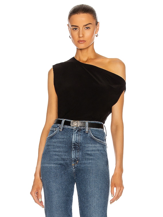 Norma Kamali Drop Shoulder Top in Black | FWRD