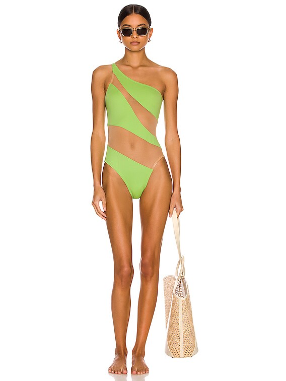 Norma Kamali Snake Mesh Mio Swimsuit in Gemini Green | FWRD