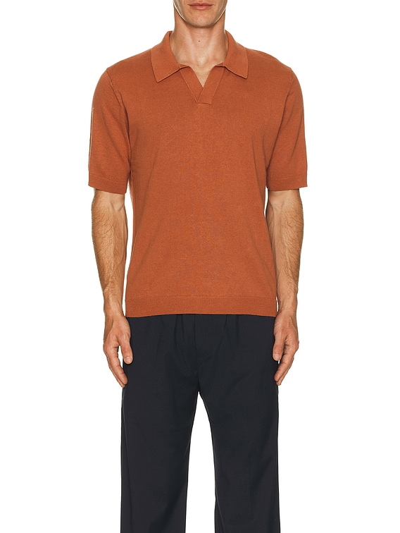 Norse Projects Leif Cotton Linen Polo in Red Clay | FWRD